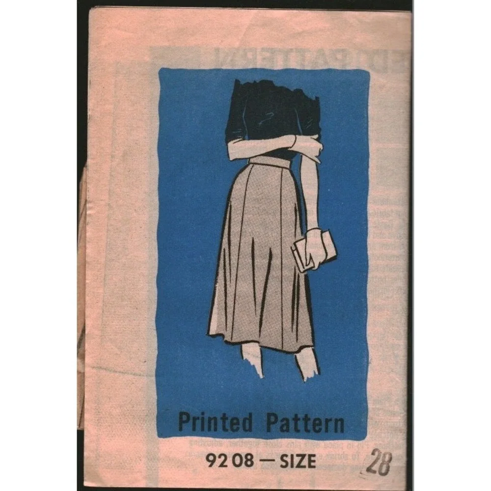 Vintage Printed Sewing Pattern 9208 Misses Skirt Waist 28 4-Part Design